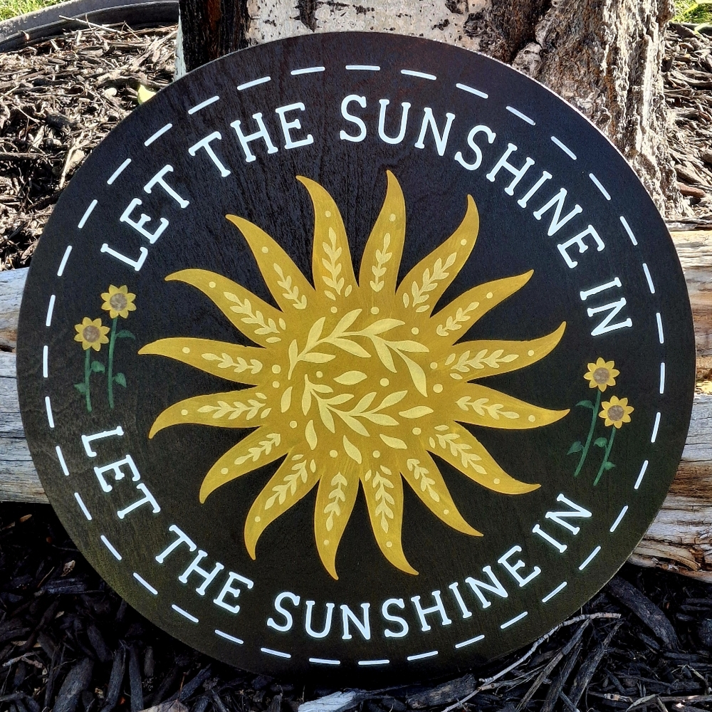 Let the Sunshine In Sunflower Door Decor Painted Porch Sign